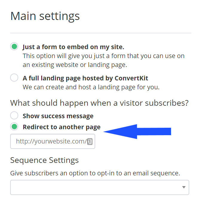 convertkit how to set email landing page after subscription